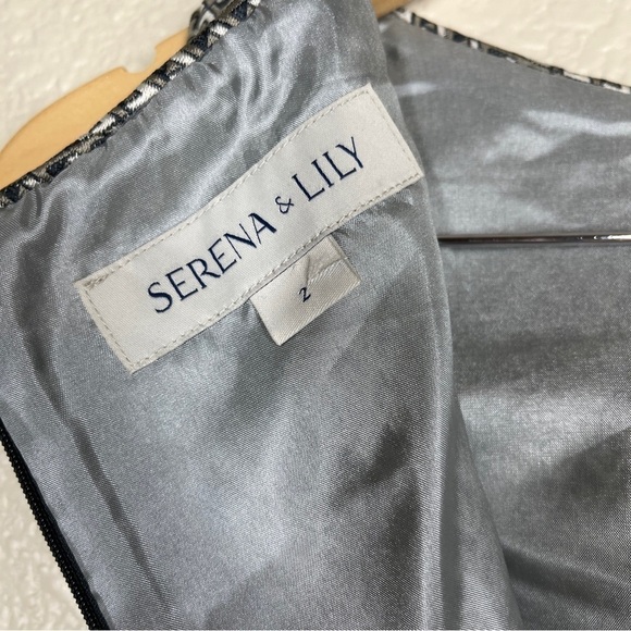 Serena & Lily Fit and Flare Dress June Geometric Diamond Print Black/Grey Size 2 - Picture 10 of 11